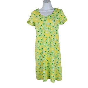 LILLY PULITZER Kelsea Dress Sz XS Yellow Green Dogwood pattern Stretch Knit